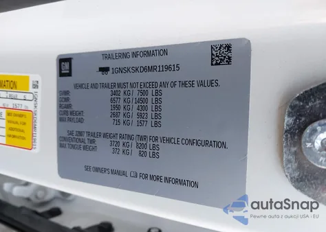 2021 Chevrolet Tahoe 4Wd Premier from USA, damaged, VIN 1GNSKSKD6MR119615